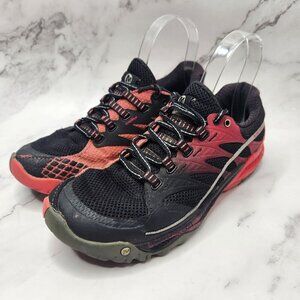 Merrell All Out Charge Trail Running Shoe Hiking Sneakers Black Red Women's 8